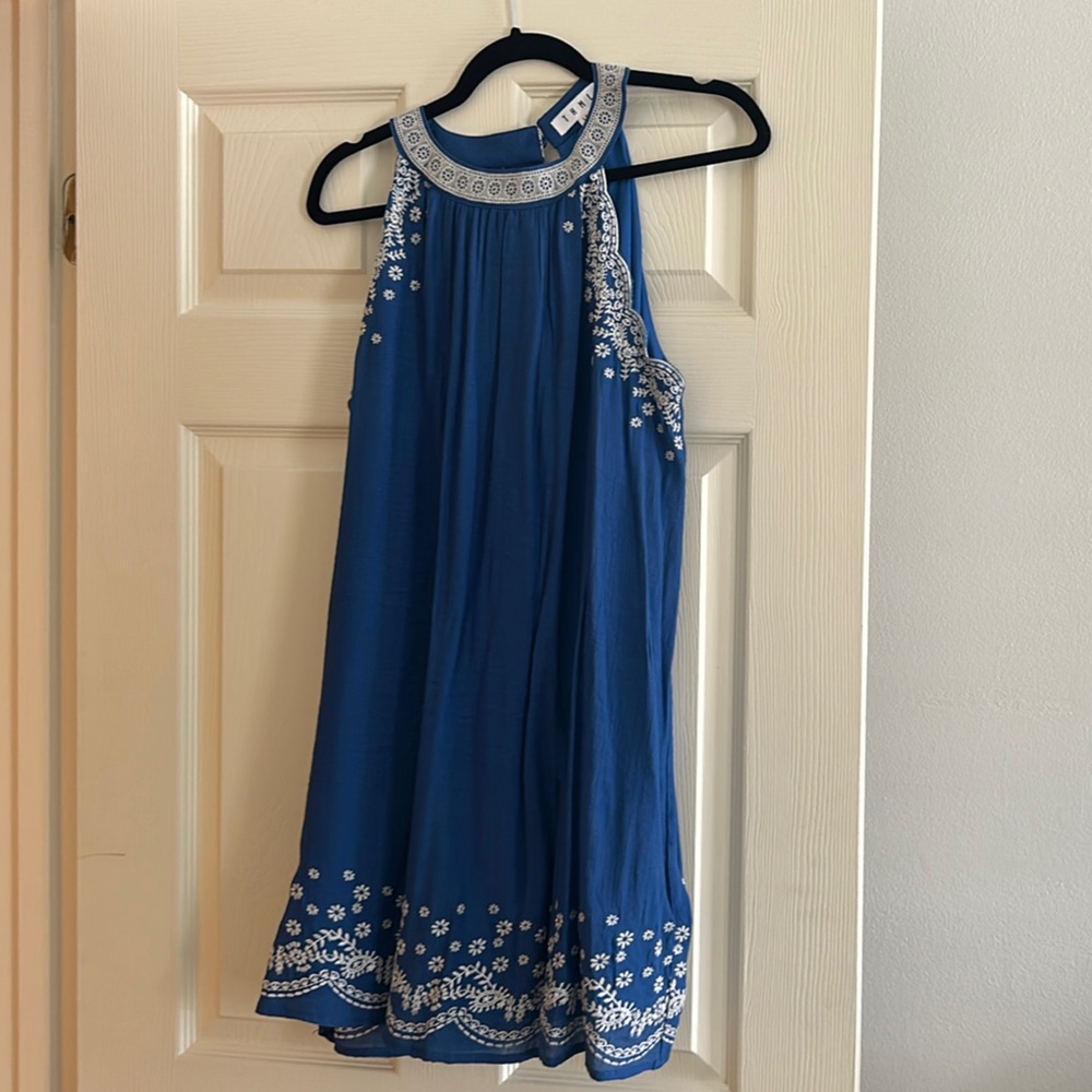 THML Blue and White Halter Sundress Cocktail